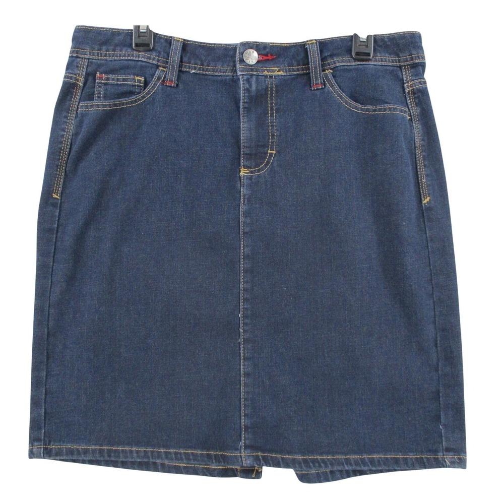 Wrangler Womens Dark Wash Denim Skirt Size 12M  Straight Jean Skirt